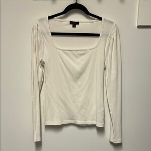 J.Crew Cream Ribbed Square Neck Blouse